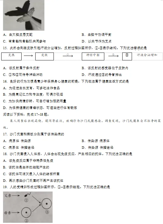 2026山东中考「生物」真题!-第7张图片-四季读书网 2026山东中考「生物」真题!-第7张图片-四季读书网