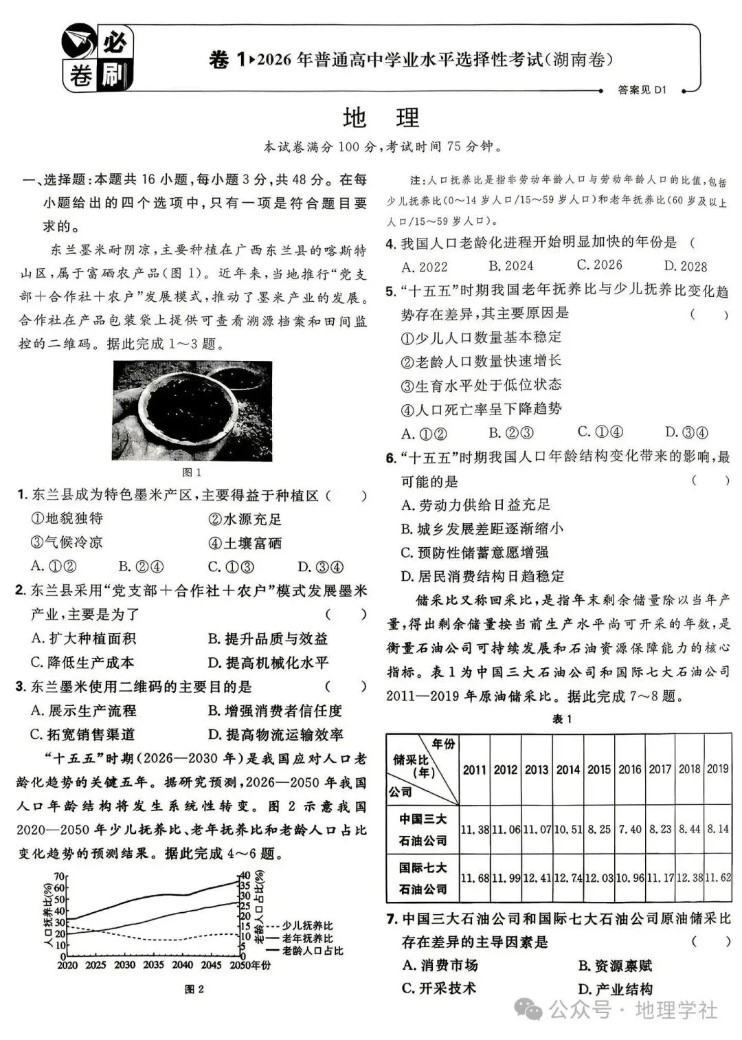 2026年高考地理湖南卷真题-第1张图片-四季读书网 2026年高考地理湖南卷真题-第1张图片-四季读书网