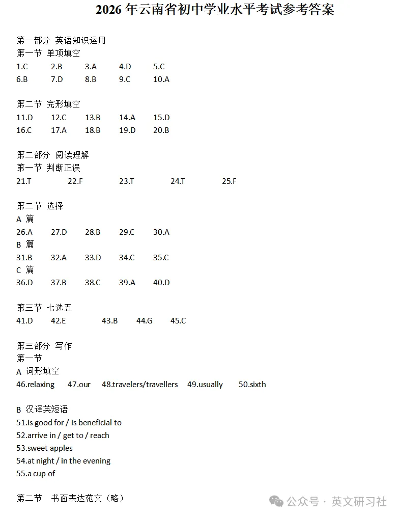 中考真题原卷:云南省2026年中考全9学科试题(无答案)-第26张图片-四季读书网 中考真题原卷:云南省2026年中考全9学科试题(无答案)-第26张图片-四季读书网