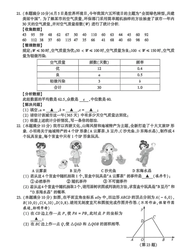 【中考真题】2026年江苏省连云港市中考数学真题及答案-第3张图片-四季读书网