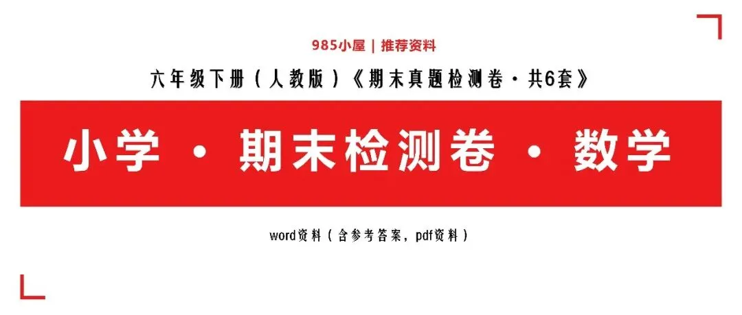 小学数学|六年级下册(人教版)《期末真题检测卷·共6套》word资料(含参考答案,pdf资料)-第5张图片-四季读书网 小学数学|六年级下册(人教版)《期末真题检测卷·共6套》word资料(含参考答案,pdf资料)-第5张图片-四季读书网