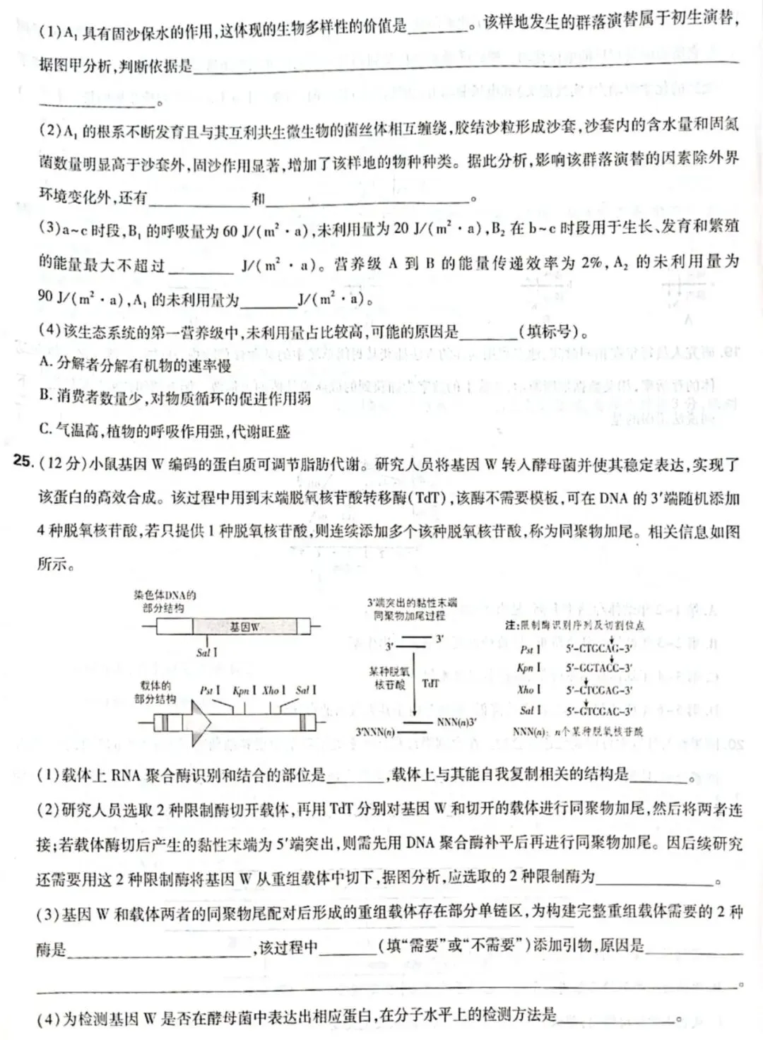 【高考真题】2026年普通高考生物试题(山东卷完整版)-第8张图片-四季读书网 【高考真题】2026年普通高考生物试题(山东卷完整版)-第8张图片-四季读书网