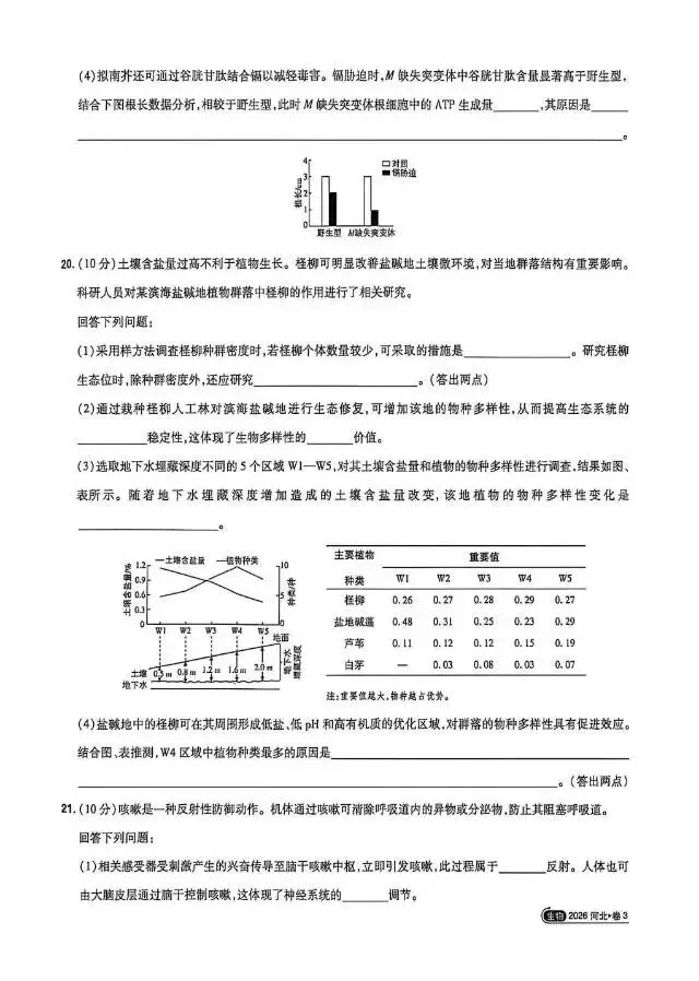 2026年河北省高考生物真题+参考答案+名师讲解-第6张图片-四季读书网