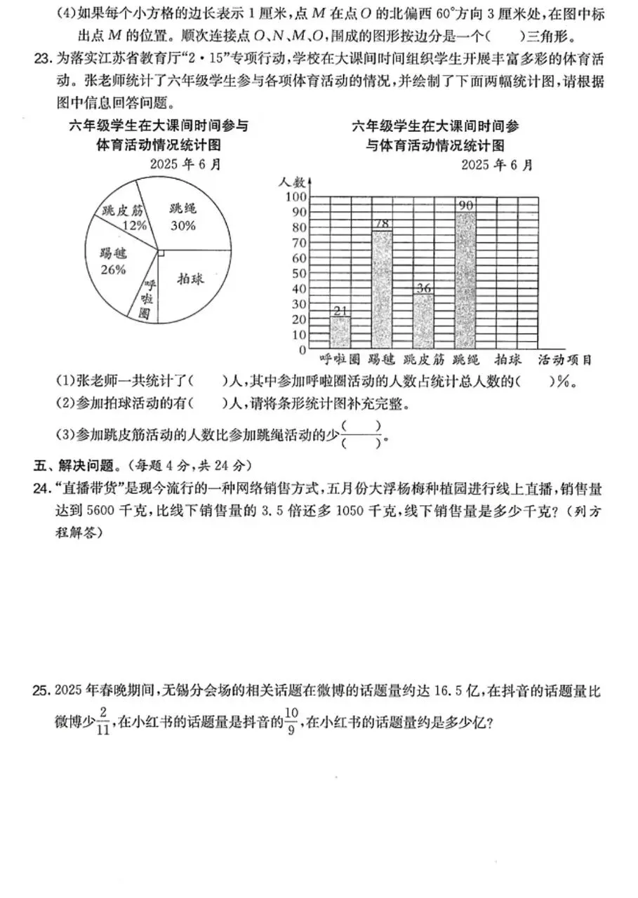期末真题68套,1-6年级(下)数学 期末冲刺易错题.-第28张图片-四季读书网
