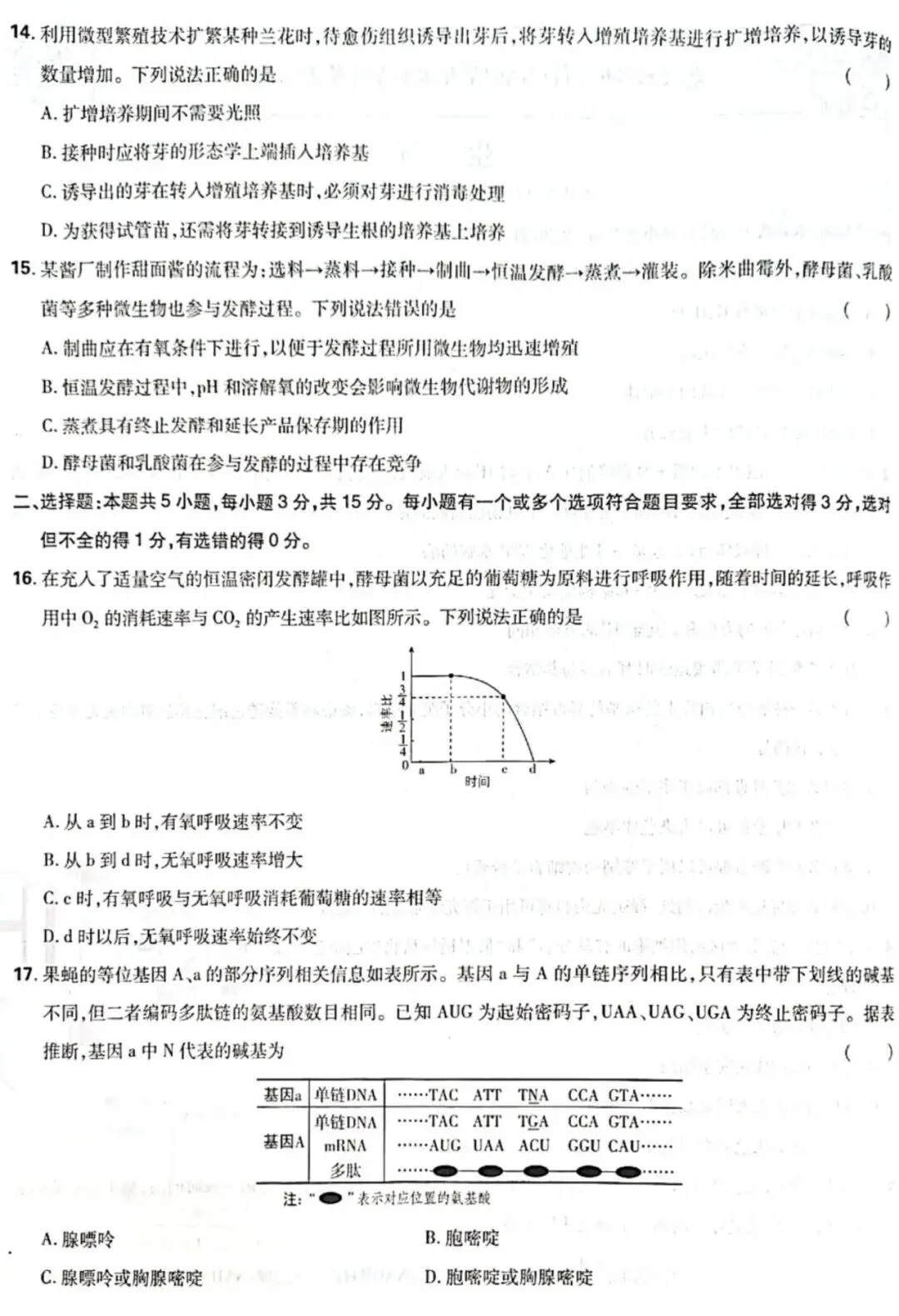 真题|2026山东卷生物(完整版)-第4张图片-四季读书网