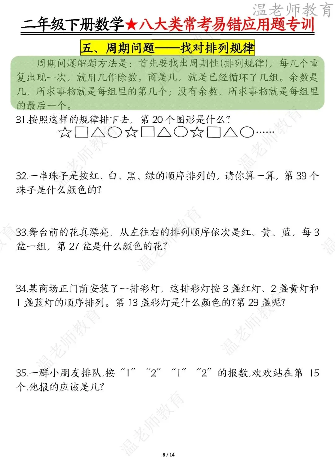期末真题68套,1-6年级(下)数学 期末冲刺易错题.-第50张图片-四季读书网