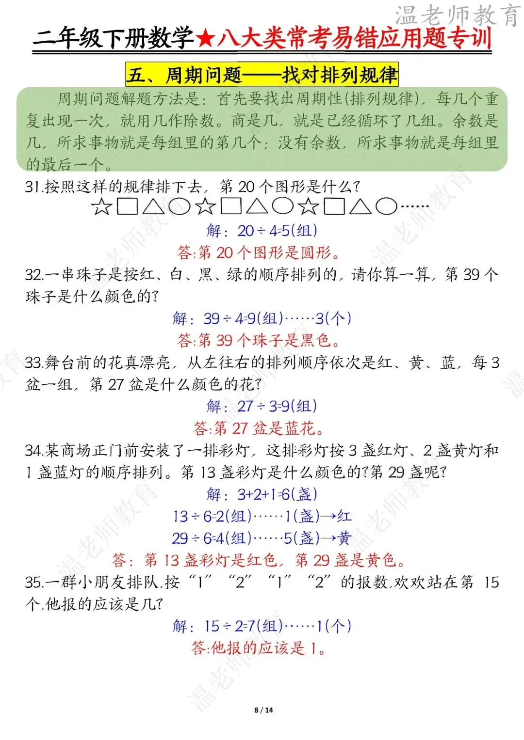 期末真题68套,1-6年级(下)数学 期末冲刺易错题.-第58张图片-四季读书网