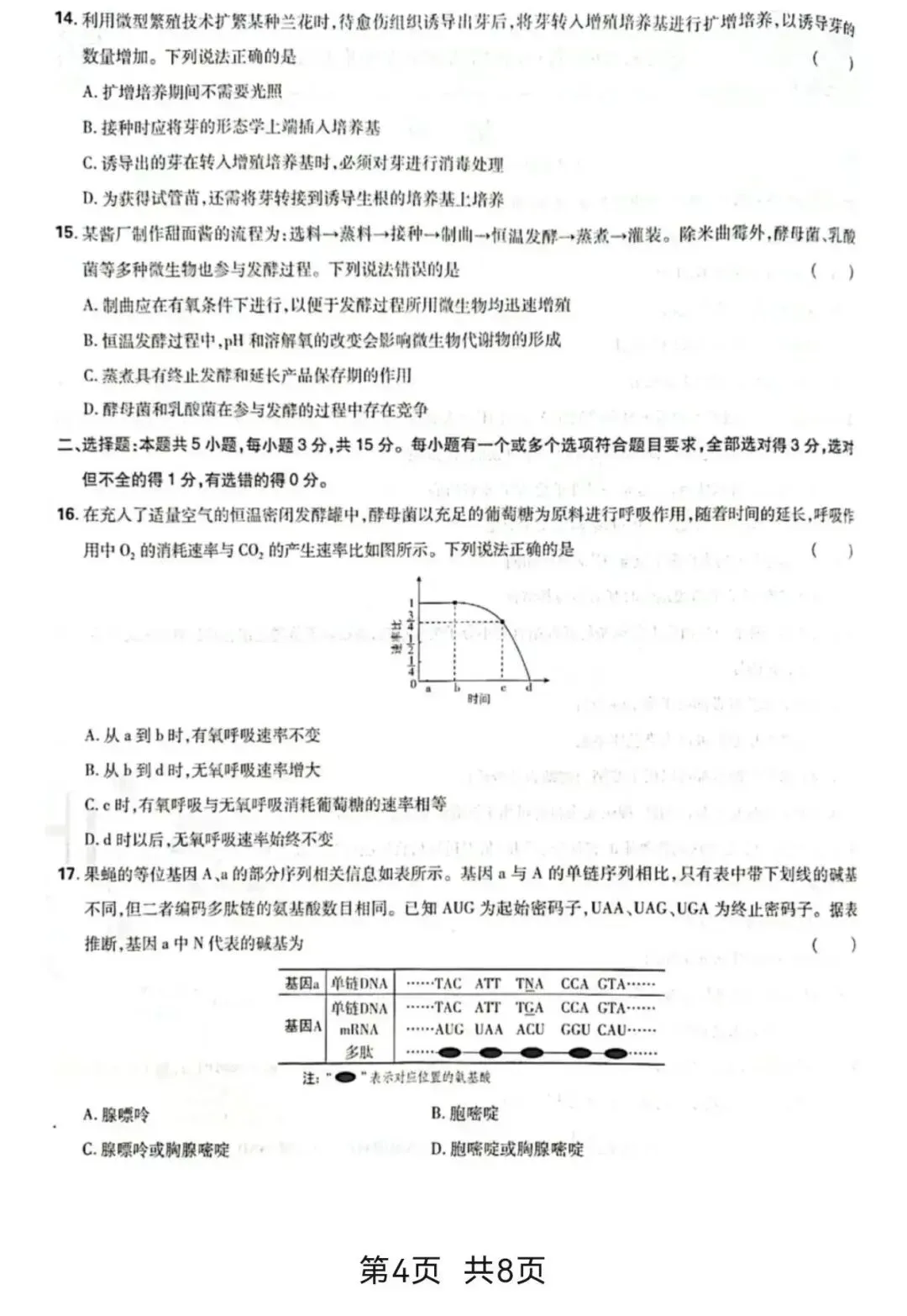 【真题】2026年山东省普通高中学业水平选择性考试生物学试题-第5张图片-四季读书网