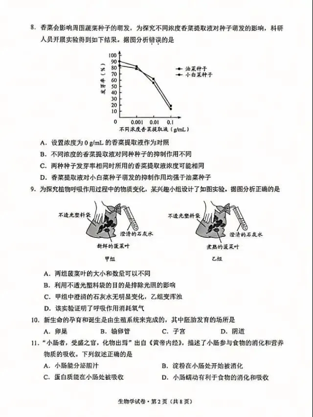 2026年云南会考【生物+地理】试卷及答案-第4张图片-四季读书网 2026年云南会考【生物+地理】试卷及答案-第4张图片-四季读书网