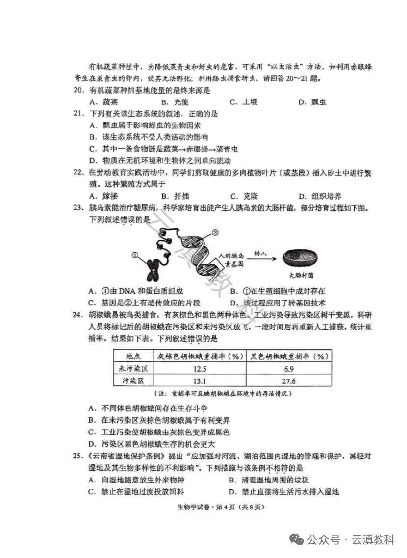 教中考|云南省2026年中考试卷(二)-第12张图片-四季读书网