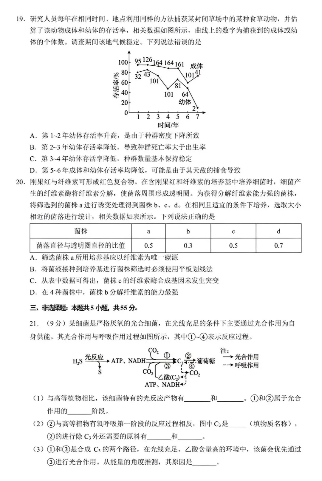 高考生物丨2026年山东省高考生物学试卷-第4张图片-四季读书网