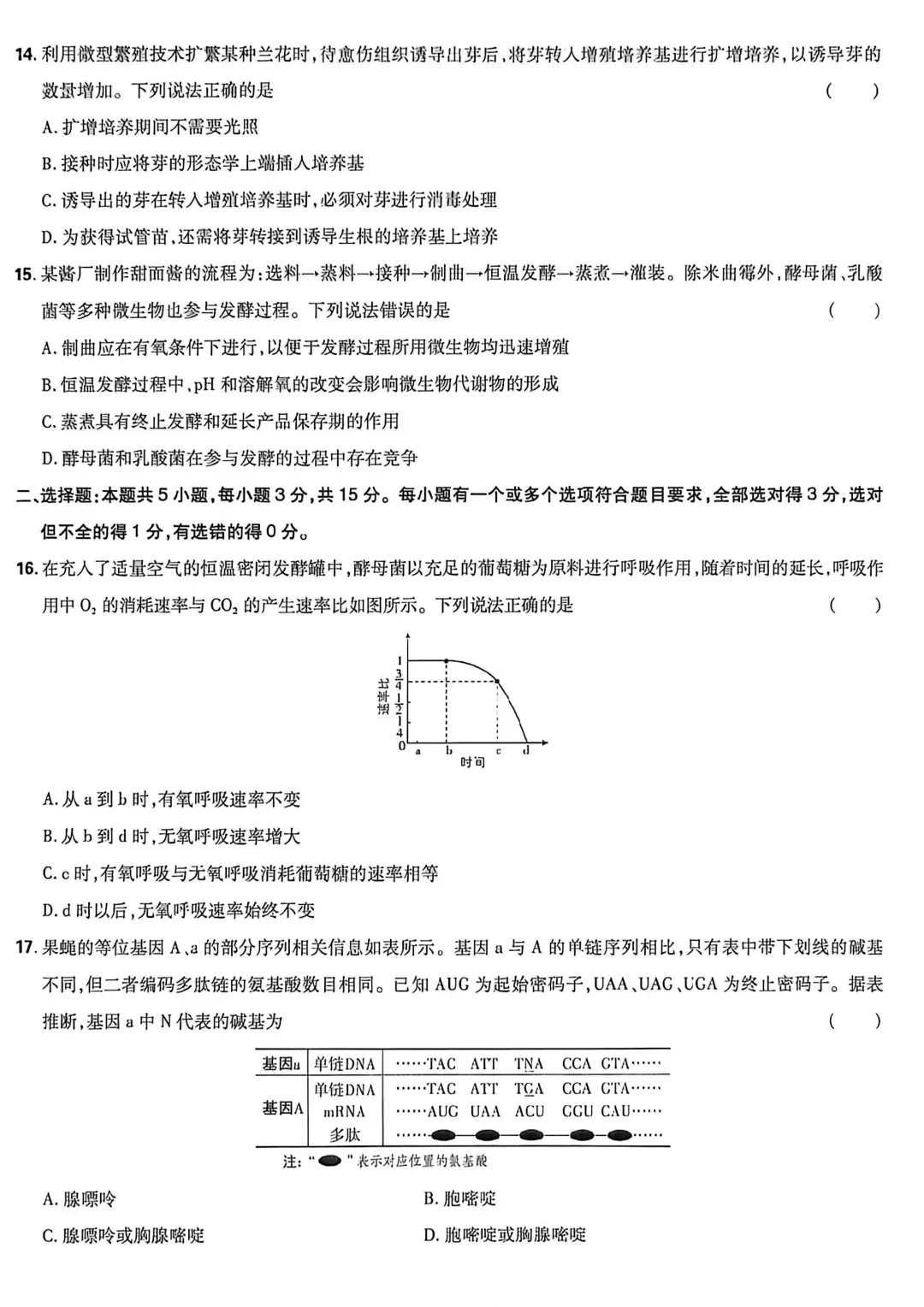 【高考真题】2026年山东高考生物学试卷-第4张图片-四季读书网