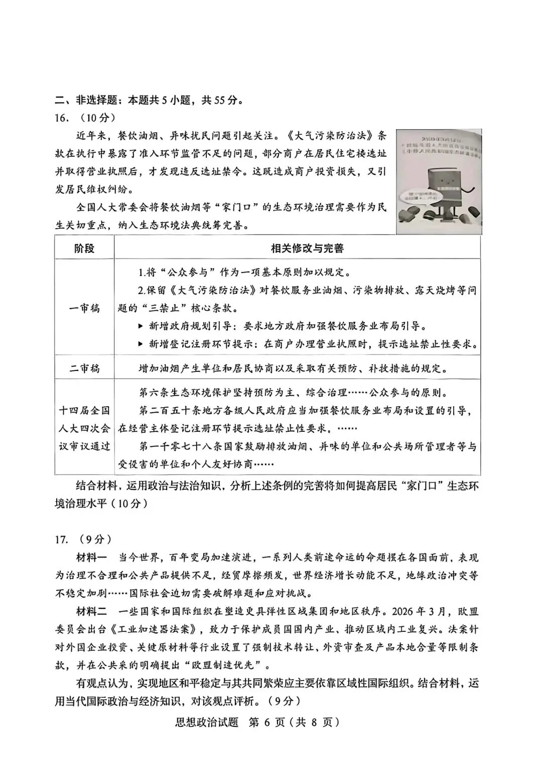 【高考】2026山东高考真题·思想政治-第6张图片-四季读书网