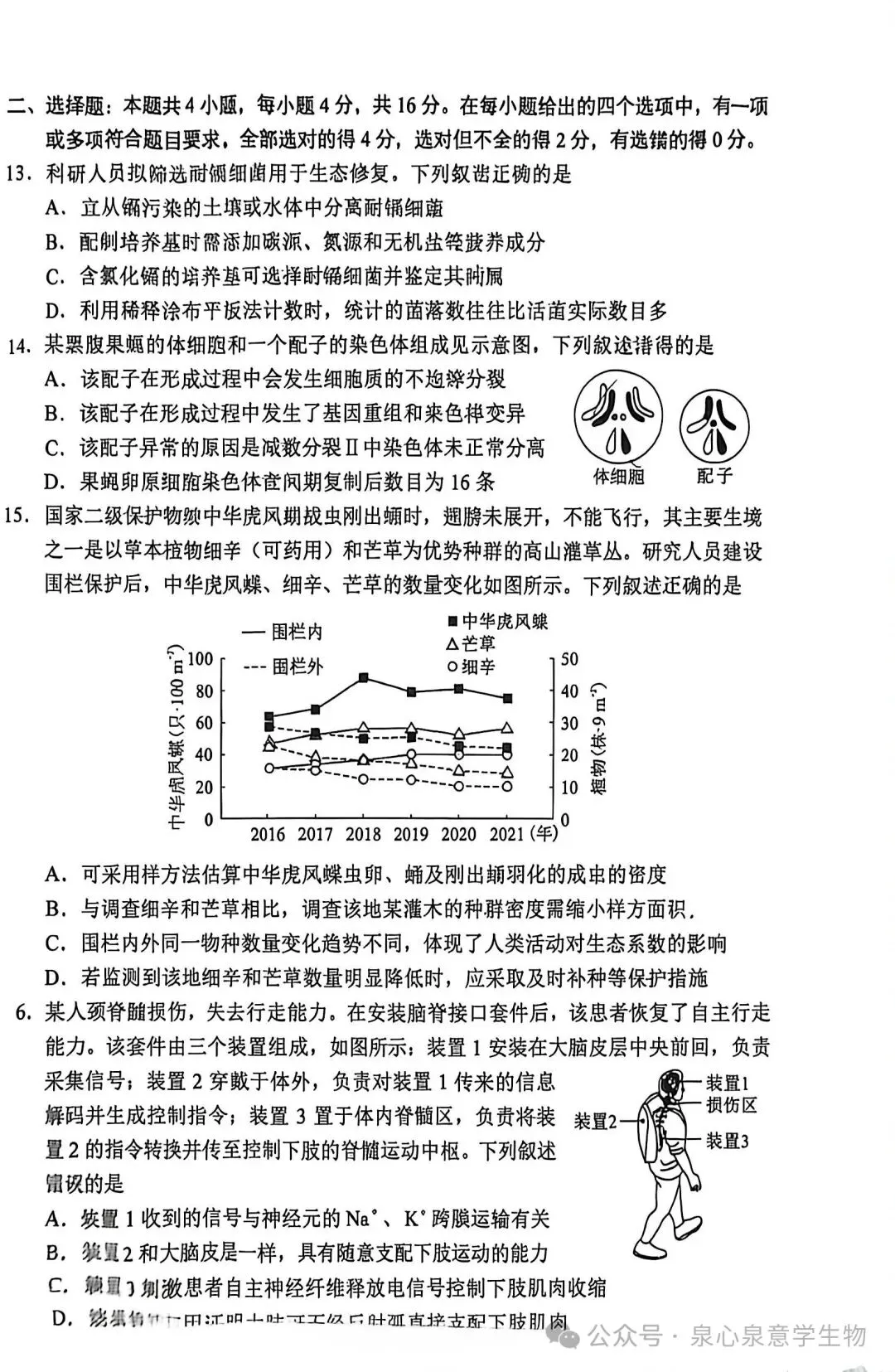 【高考真题】2026年高考湖南卷生物学试题(选择部分)-第4张图片-四季读书网