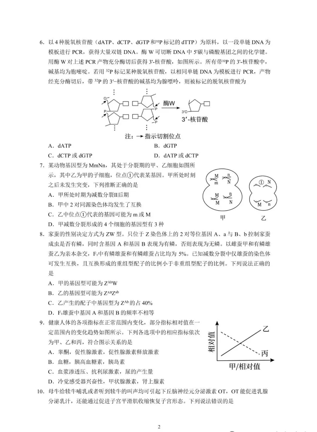 2026年高考生物学试卷(山东卷)-第2张图片-四季读书网