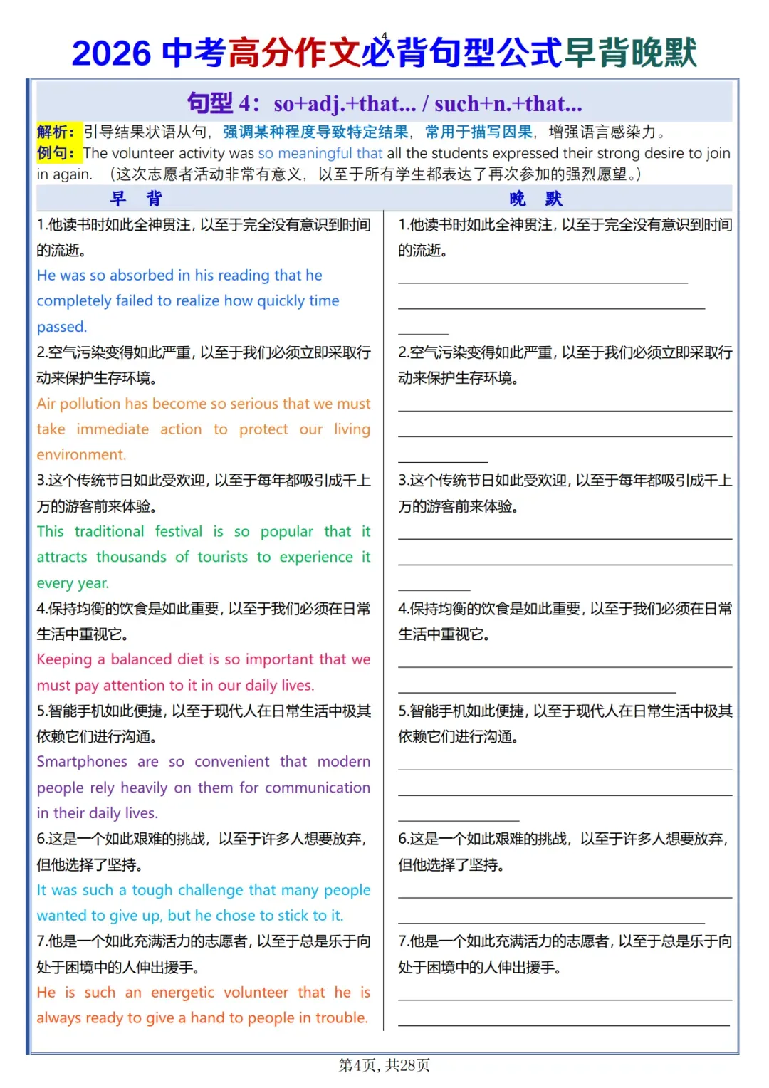 中考高分作文必背句型公式早背晚默-第4张图片-四季读书网