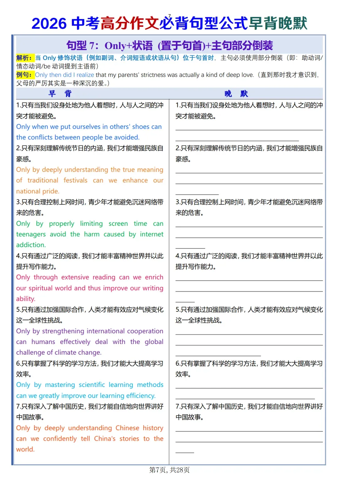 中考高分作文必背句型公式早背晚默-第7张图片-四季读书网