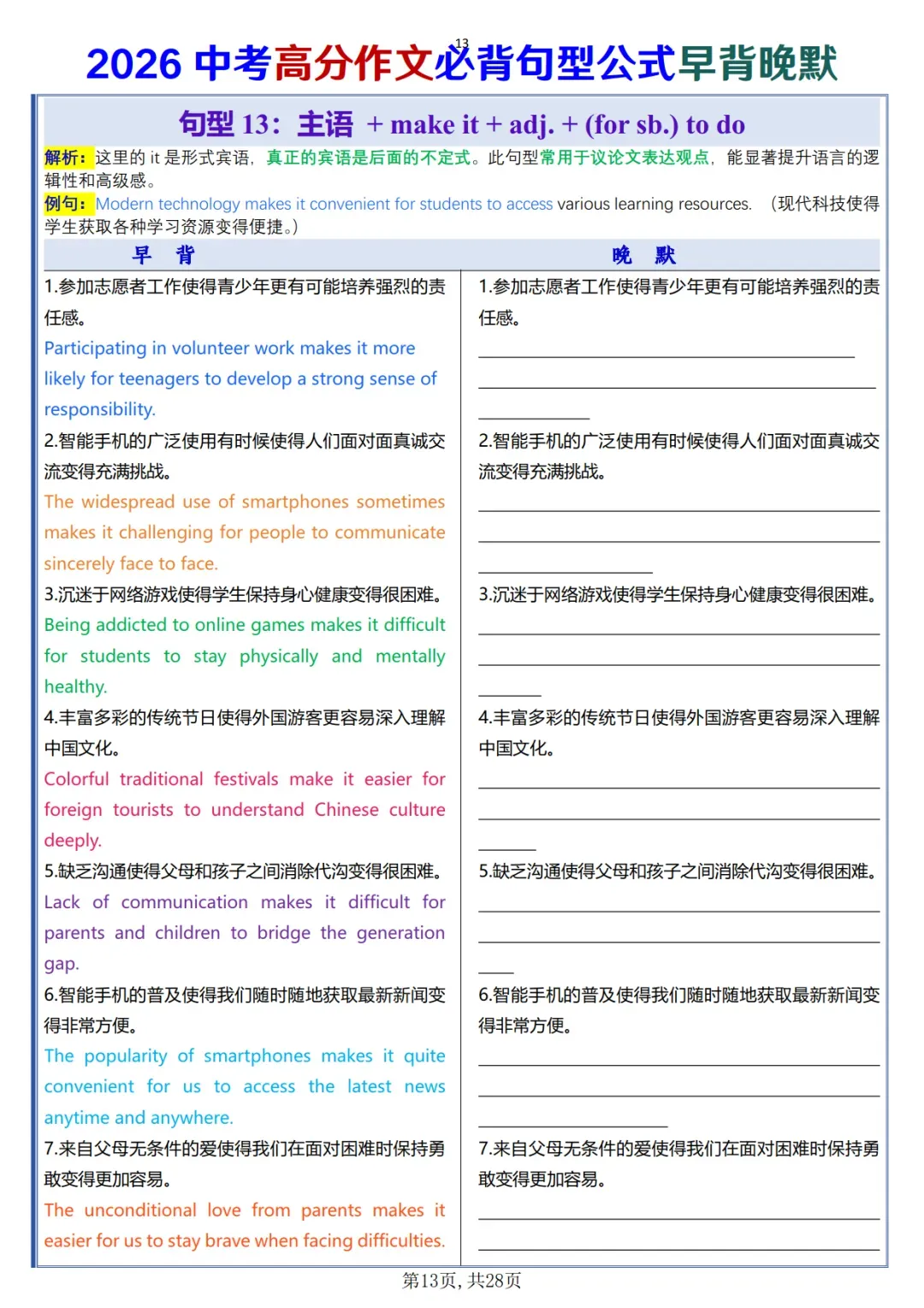 中考高分作文必背句型公式早背晚默-第13张图片-四季读书网