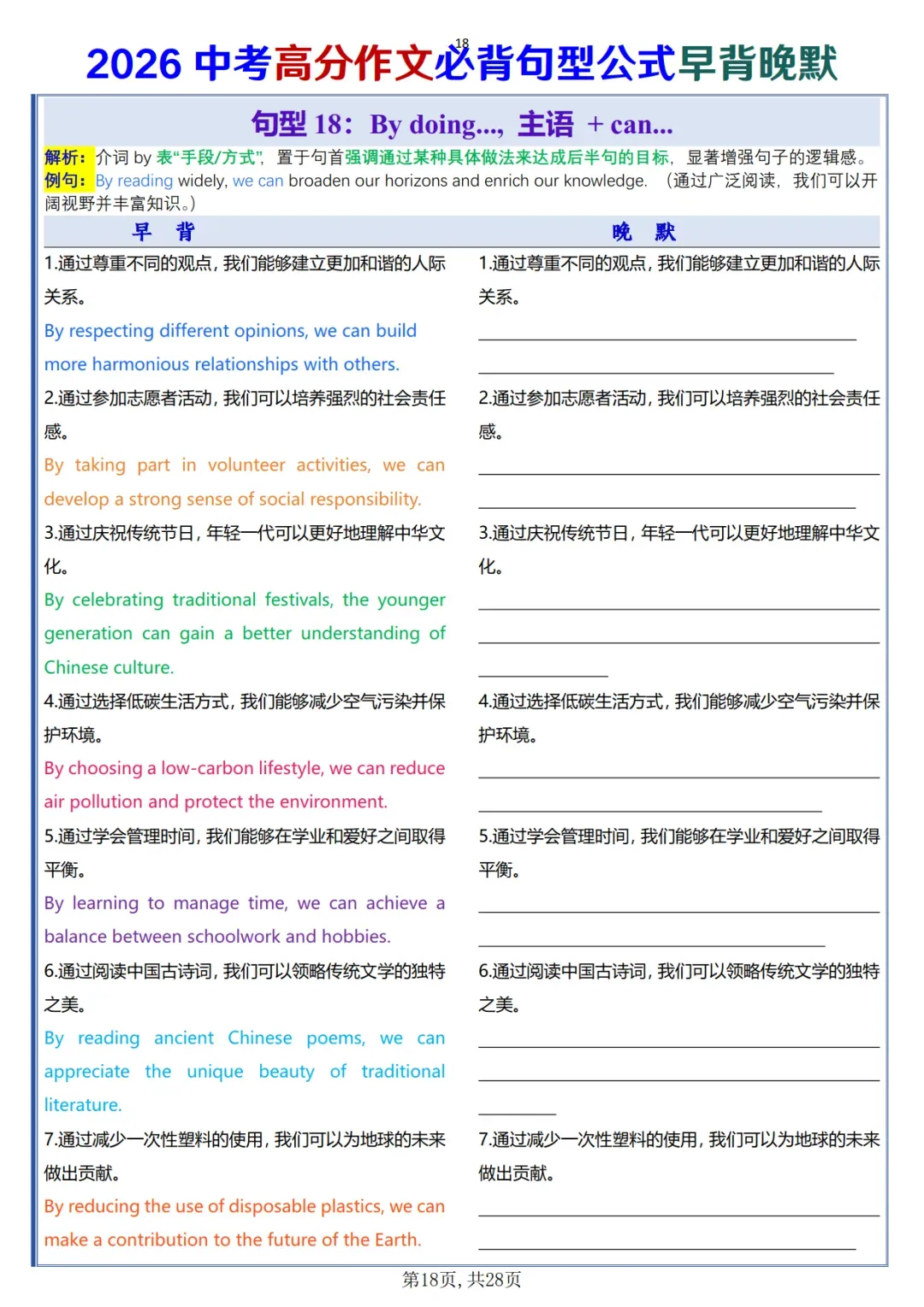 中考高分作文必背句型公式早背晚默-第18张图片-四季读书网