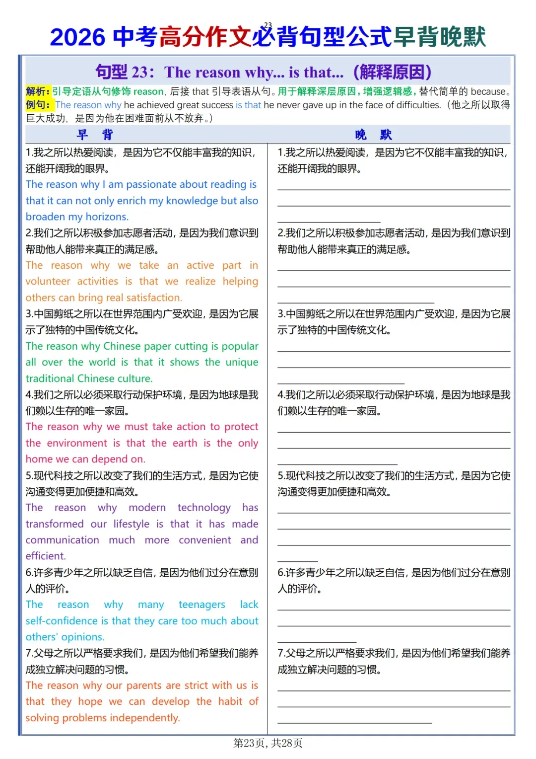 中考高分作文必背句型公式早背晚默-第23张图片-四季读书网