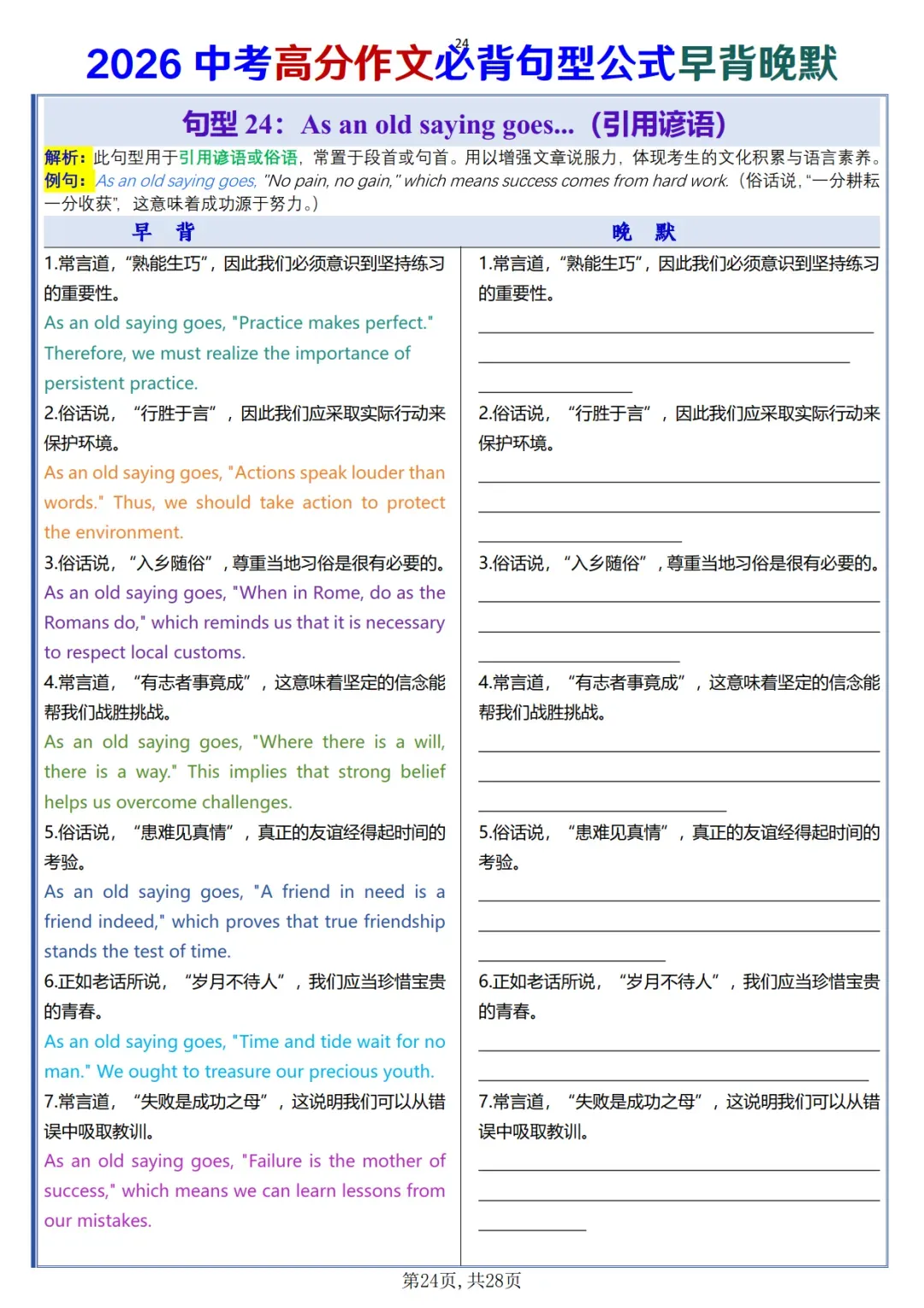 中考高分作文必背句型公式早背晚默-第24张图片-四季读书网