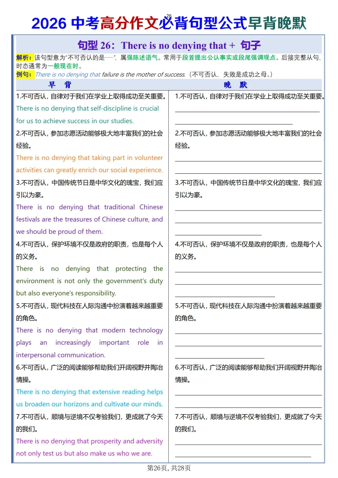 中考高分作文必背句型公式早背晚默-第26张图片-四季读书网