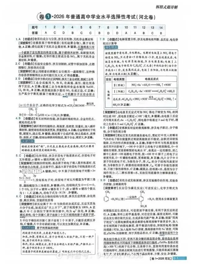 高考化学真题答案出来了-第9张图片-四季读书网