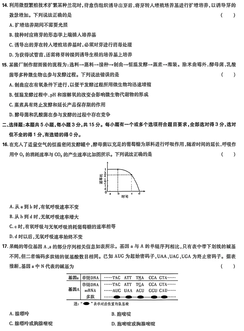 2026年山东高考生物真题试卷-第4张图片-四季读书网