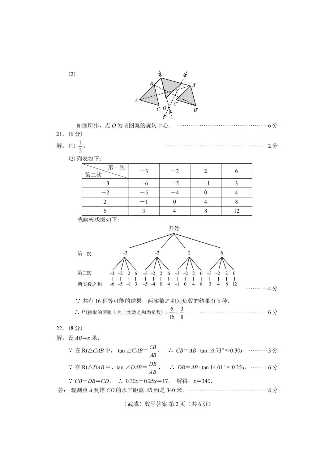 2026甘肃武威市中数学试卷及答案-第6张图片-四季读书网