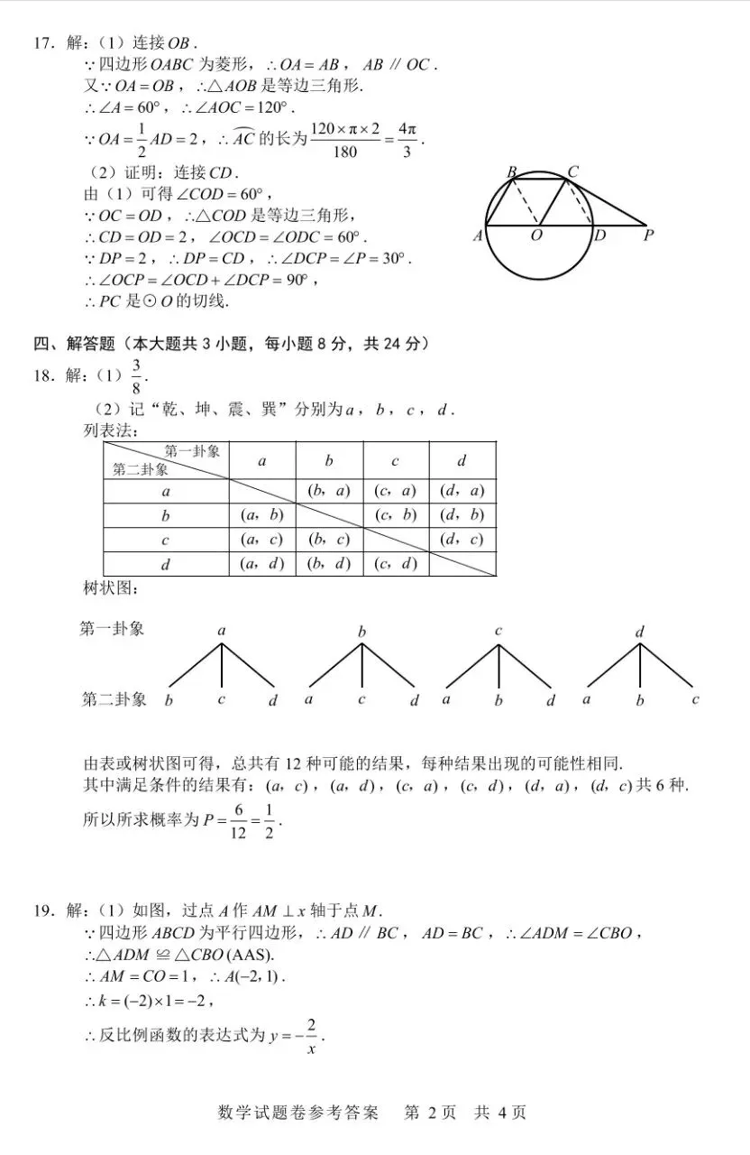 2026年江西中考学业水平测试数学真题试题和答案完整版(无水印)-第8张图片-四季读书网 2026年江西中考学业水平测试数学真题试题和答案完整版(无水印)-第8张图片-四季读书网