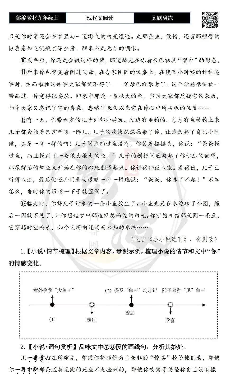 【现代文阅读-真题演练】九年级上-25-孩子和鱼-思维导图+试题精析-第7张图片-四季读书网 【现代文阅读-真题演练】九年级上-25-孩子和鱼-思维导图+试题精析-第7张图片-四季读书网