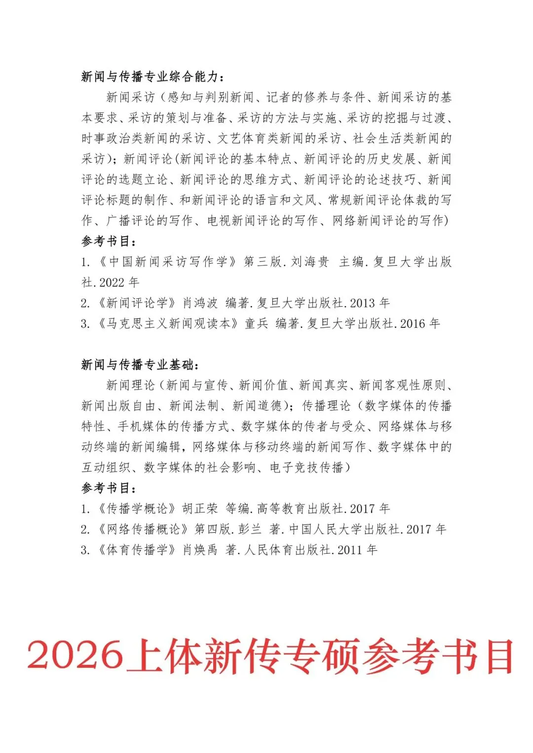 上海体育大学2027新传考研:难度/真题/学费/导师/参考书/录取人数/备考建议-第15张图片-四季读书网