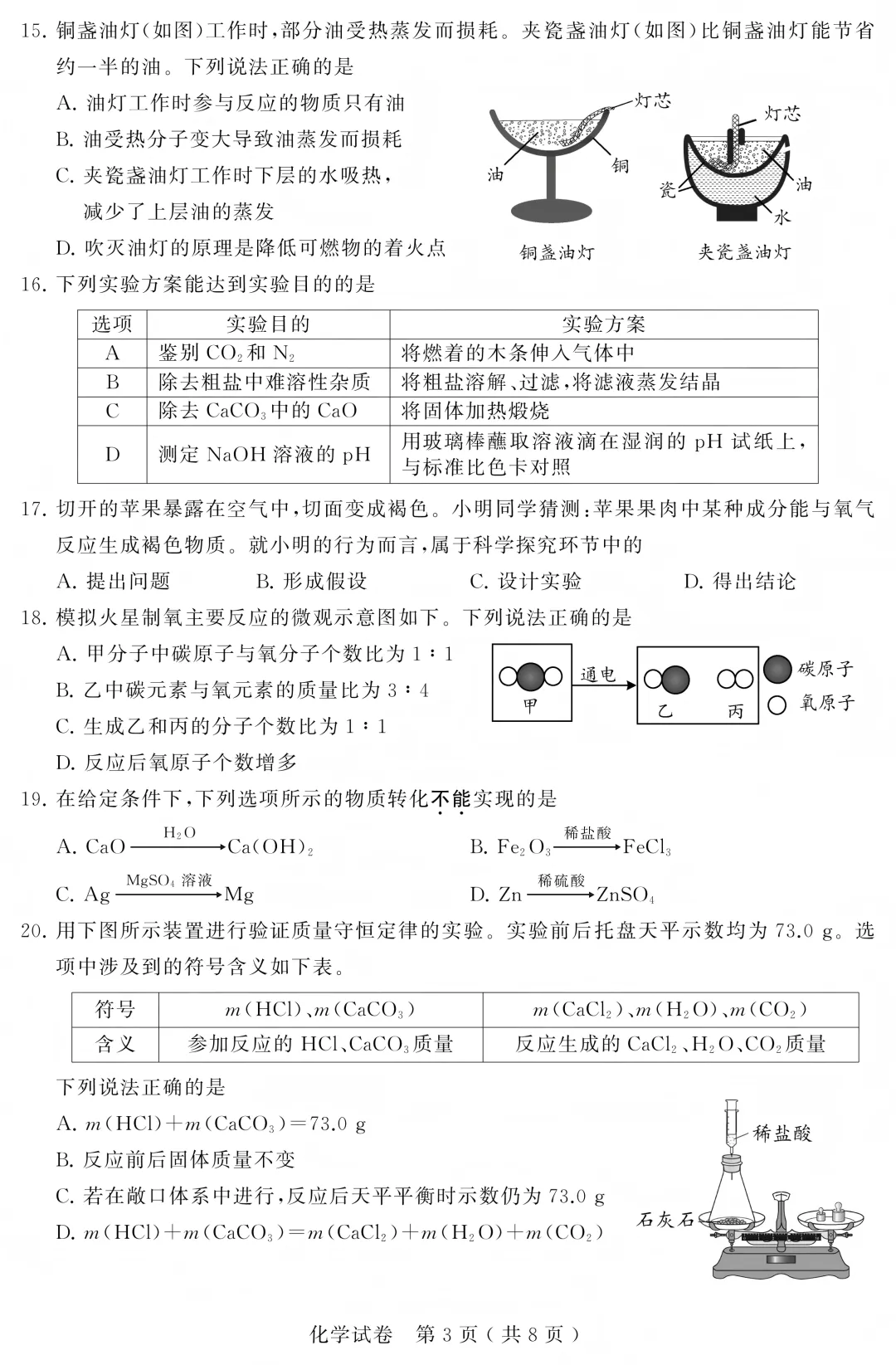 2026苏州中考化学试卷+答案(无水印版)-第3张图片-四季读书网
