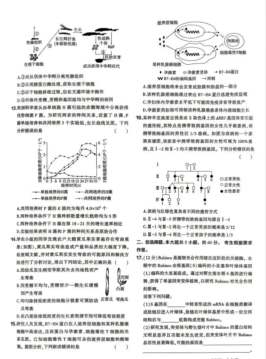 2026年高考生物真题 广东卷-第2张图片-四季读书网