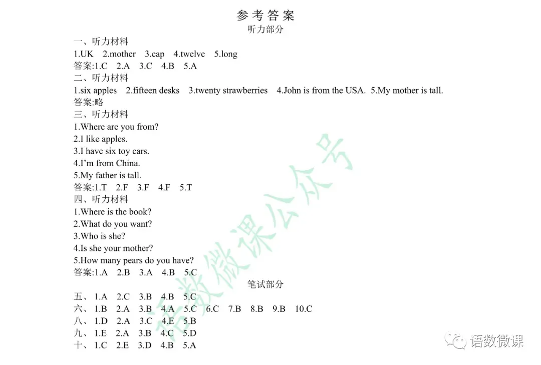 人教版英语三年级(下册)期末试卷(含真题)听力及答案-第6张图片-四季读书网 人教版英语三年级(下册)期末试卷(含真题)听力及答案-第6张图片-四季读书网