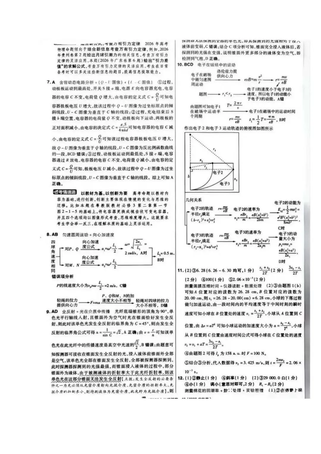 2026广东高考物理真题答案-第2张图片-四季读书网