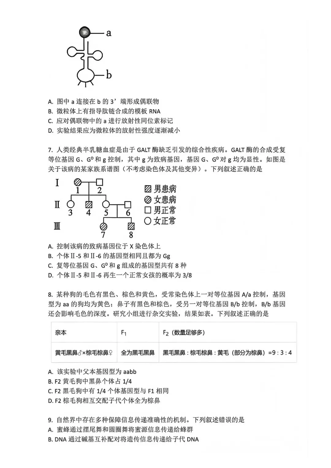 2026贵州省高考生物试卷版-第2张图片-四季读书网