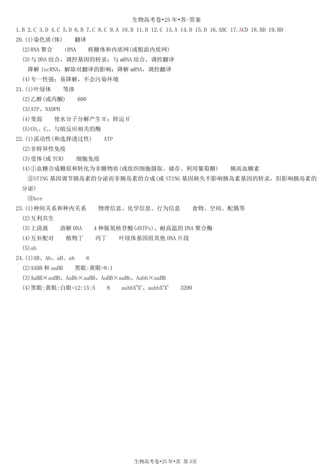 生物高考真题•2025•江苏卷-第5张图片-四季读书网 生物高考真题•2025•江苏卷-第5张图片-四季读书网