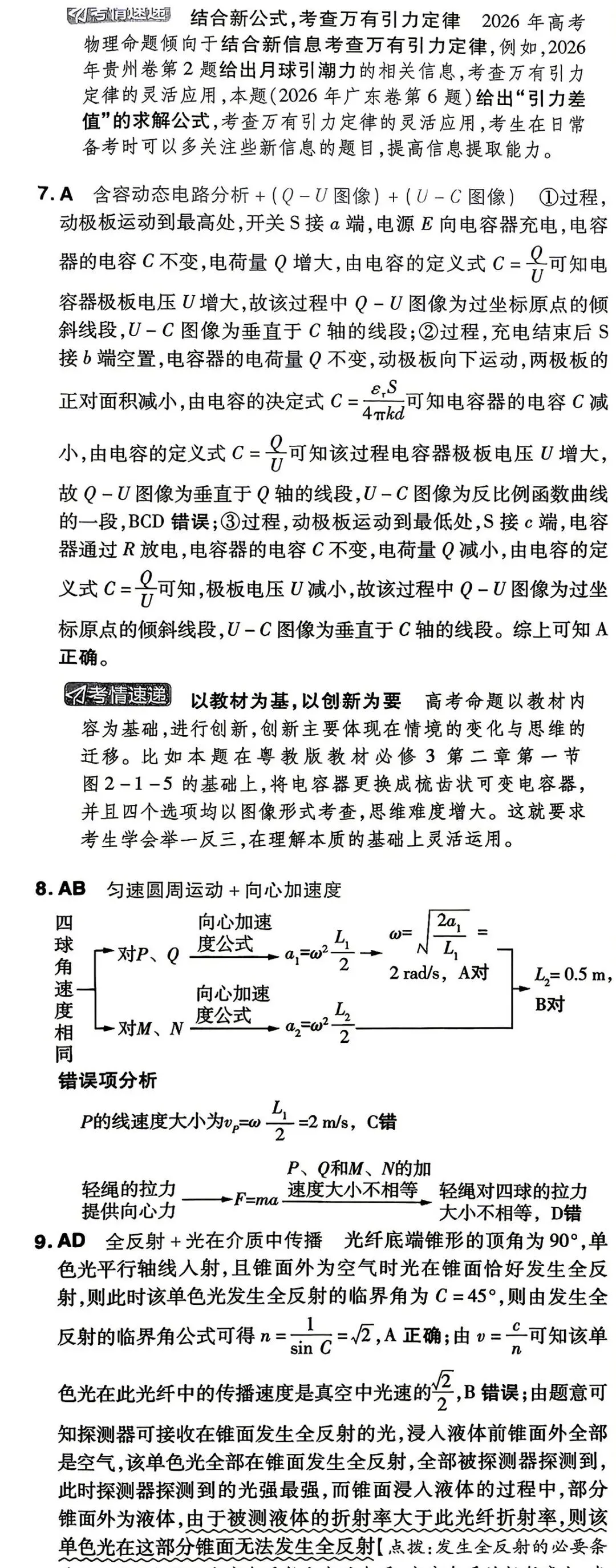 广东高考物理真题及答案:2026年广东省普通高中学业水平选择性考试物理试卷广东高考物理题目及参考答案-第7张图片-四季读书网