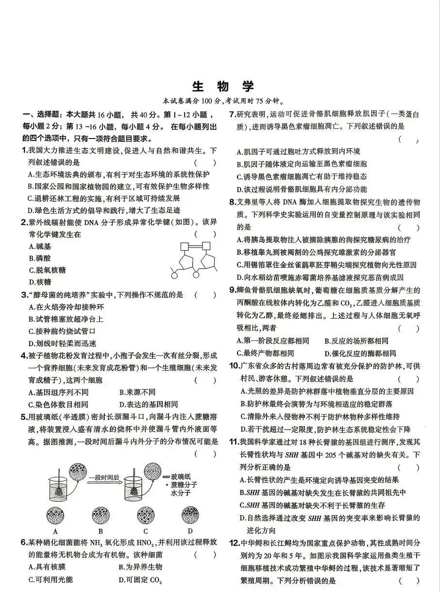 答案来了:2026 广东省高考生物真题-第2张图片-四季读书网 答案来了:2026 广东省高考生物真题-第2张图片-四季读书网