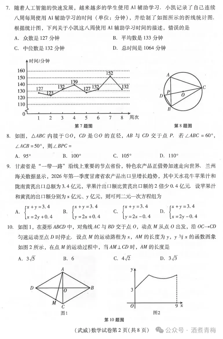 2026中考真题:甘肃省中考全学科试卷含答案(可下载)-第4张图片-四季读书网 2026中考真题:甘肃省中考全学科试卷含答案(可下载)-第4张图片-四季读书网