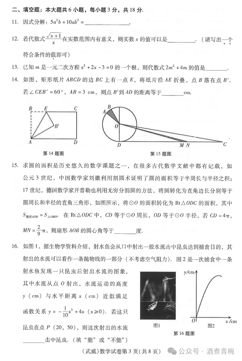 2026中考真题:甘肃省中考全学科试卷含答案(可下载)-第5张图片-四季读书网 2026中考真题:甘肃省中考全学科试卷含答案(可下载)-第5张图片-四季读书网