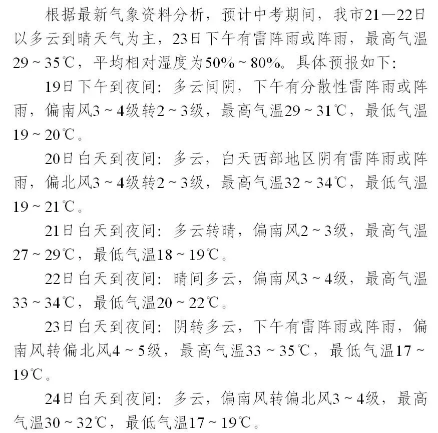 中考期间免费停车位和天气→-第2张图片-四季读书网