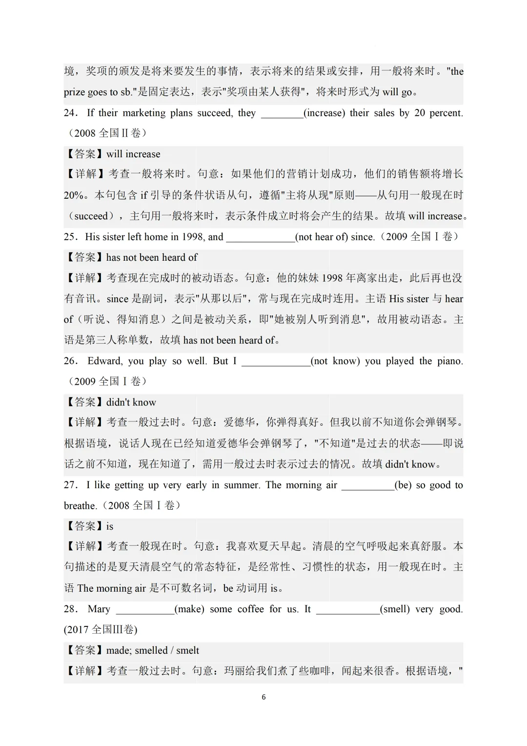 2008-2026年高考英语-时态语态真题精选50题-第11张图片-四季读书网