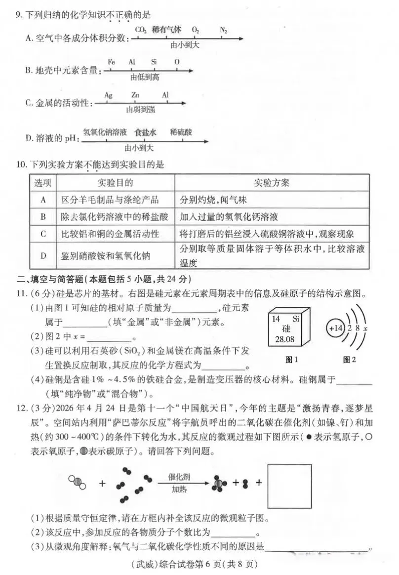 2026 年甘肃省中考全科试卷及参考答案-第40张图片-四季读书网