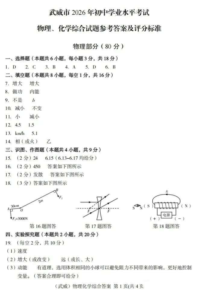 2026 年甘肃省中考全科试卷及参考答案-第43张图片-四季读书网