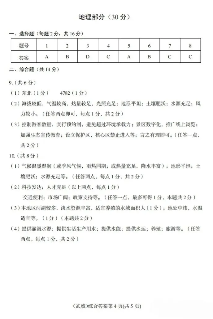 2026 年甘肃省中考全科试卷及参考答案-第57张图片-四季读书网