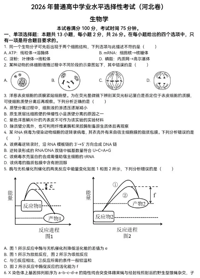 合集【九科】!2026年河北省高考真题及答案-第44张图片-四季读书网 合集【九科】!2026年河北省高考真题及答案-第44张图片-四季读书网