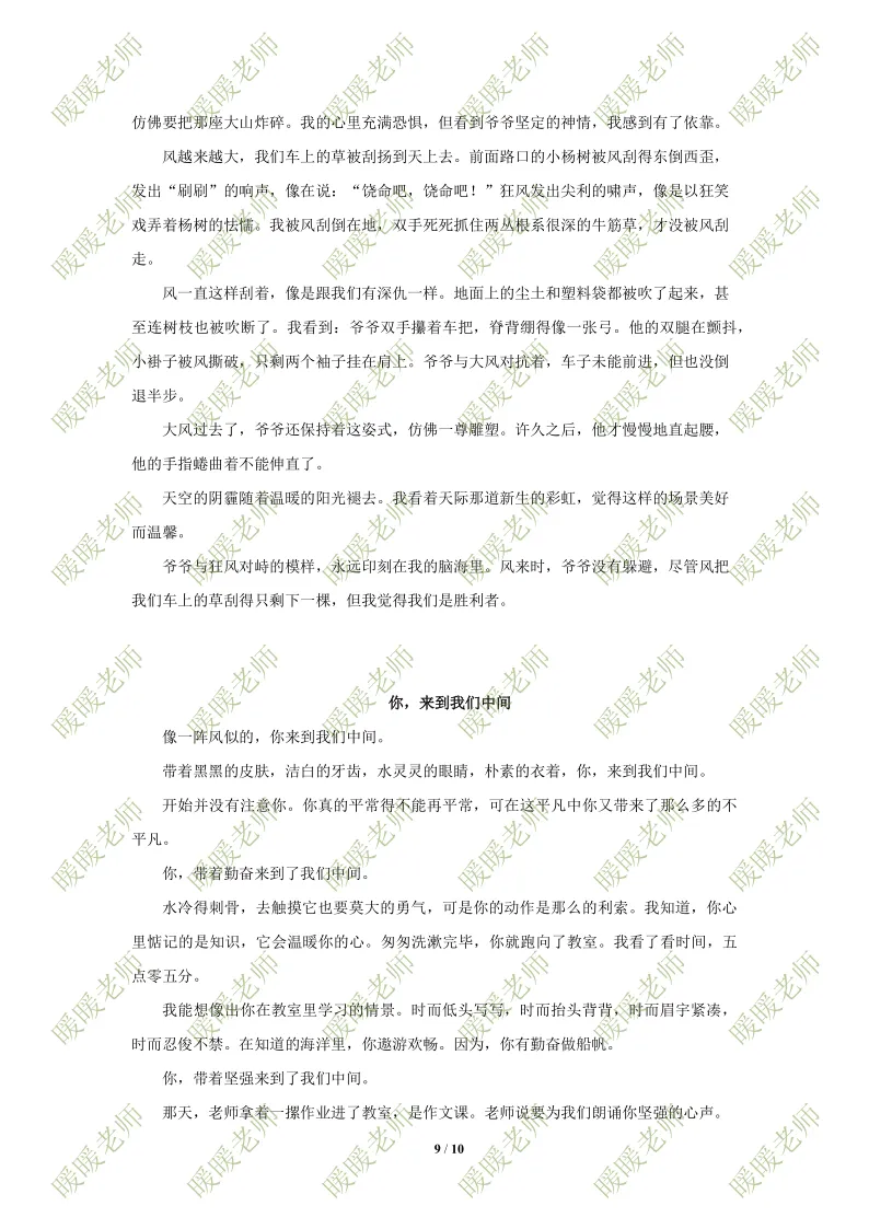 中考复习——歌颂榜样类 作文范文-第6张图片-四季读书网