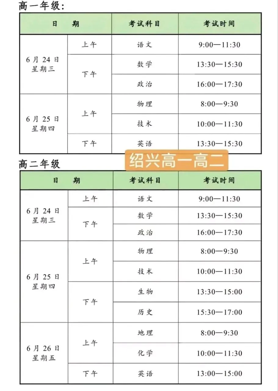 最新试卷+答案!6月24日浙江(绍兴/湖州/嘉兴/台州)高一高二期末联考-第6张图片-四季读书网